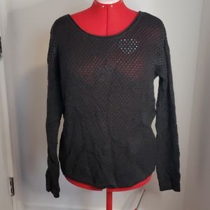 Gray soft pullover sweater with open V back - XL